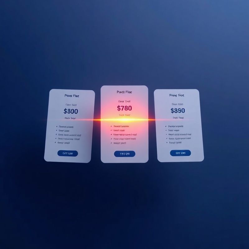 Trei carduri de prețuri pe fundal gradient indigo